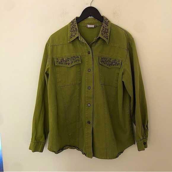 Vintage Saint Germain Studded 100% Cotton Denim Graphic Jean Jacket Size Large - Picture 5 of 10